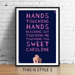 Sweet Caroline Lyrics Print - Neil Diamond Inspired Music Poster. Housewarming/Birthday Gift Wall Art Decor Typography England Football