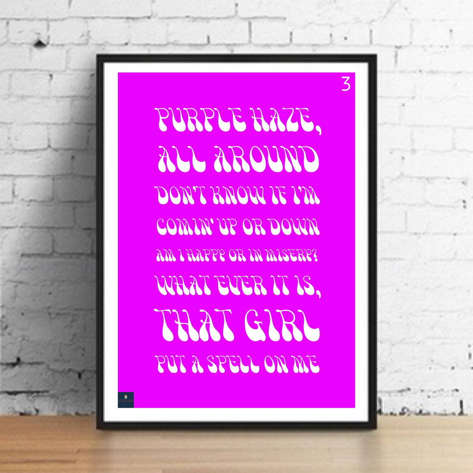 Purple Haze Lyrics Print Jimi Hendrix Inspired Music Poster. | Etsy