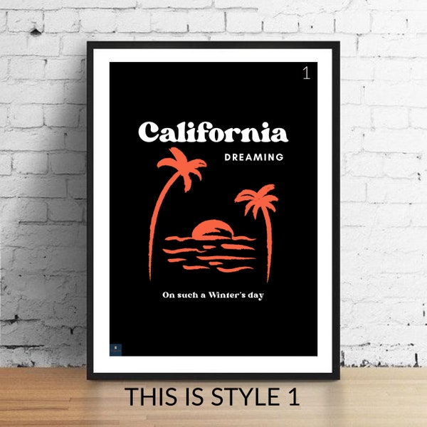 California Dreaming Lyrics Print - Mamas & Papas Inspired Music Poster Mama Cass Housewarming/Birthday Gift Wall Art Decor Typography 60s