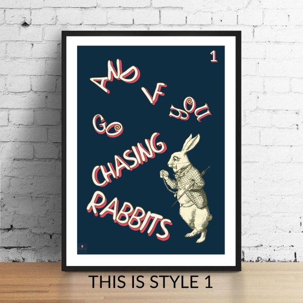 White Rabbit Lyrics Print - Jefferson Airplane Inspired Music Poster. Housewarming Birthday Gift Wall Art Typography  Psychedelic Hippy