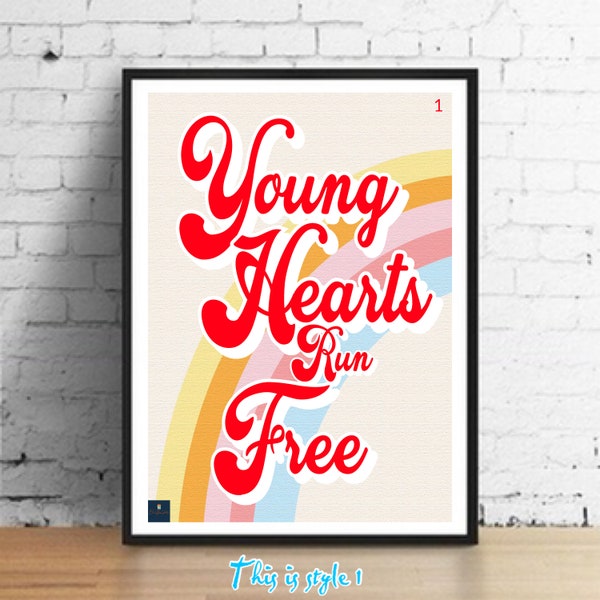 Young Hearts Run Free Lyrics Print - Candi Staton Inspired Music Poster. Housewarming Gift Wall Art Typography  70s Music Disco