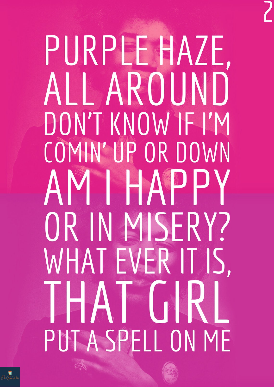 Purple Haze Lyrics Print Jimi Hendrix Inspired Music Poster. | Etsy