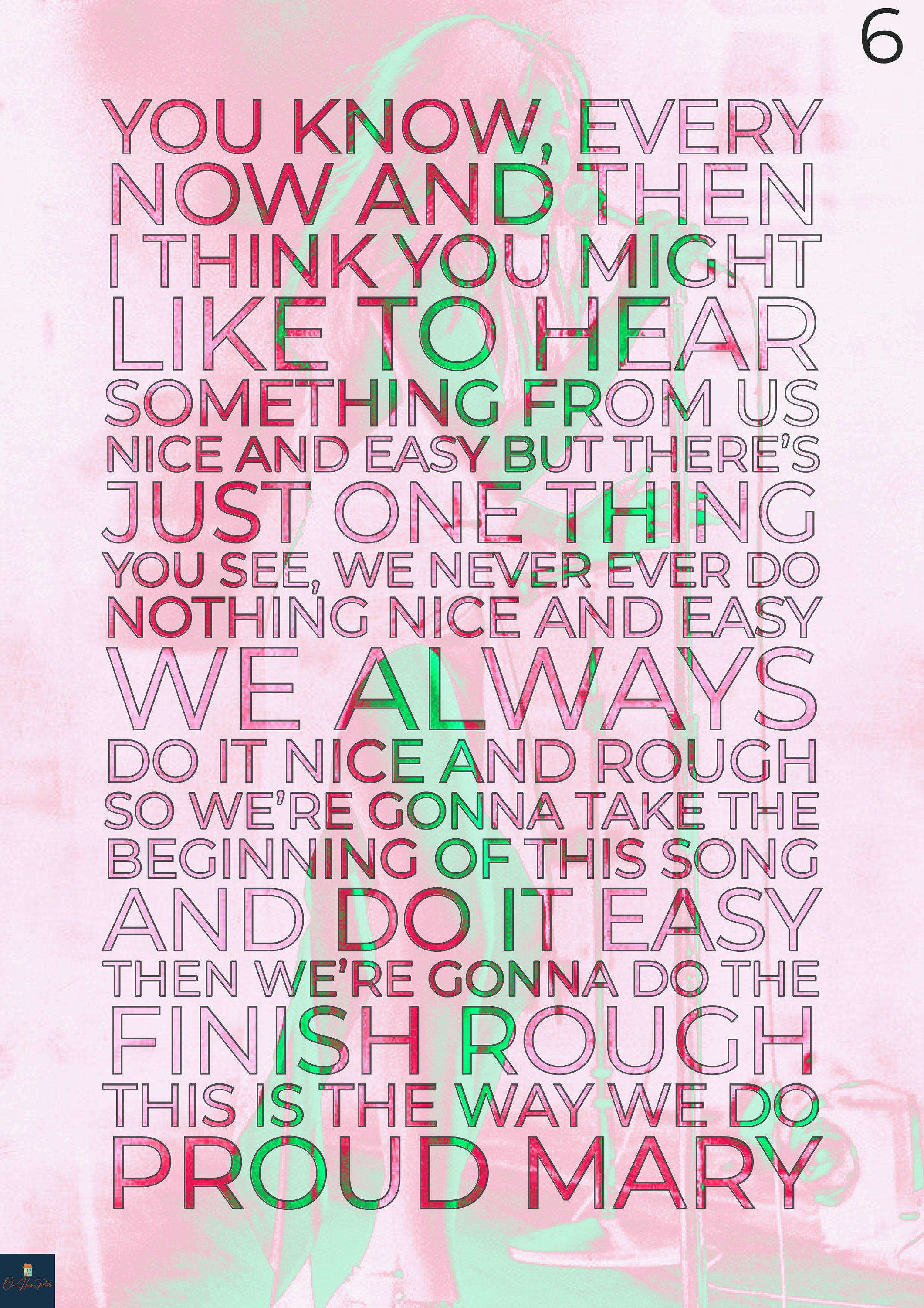 Proud Mary Lyrics Print Tina Turner Creedence Clearwater Etsy UK