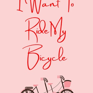 Bicycle Race Lyrics Print Queen Inspired Music Poster. Housewarming/birthday Gift Wall Art Decor ...