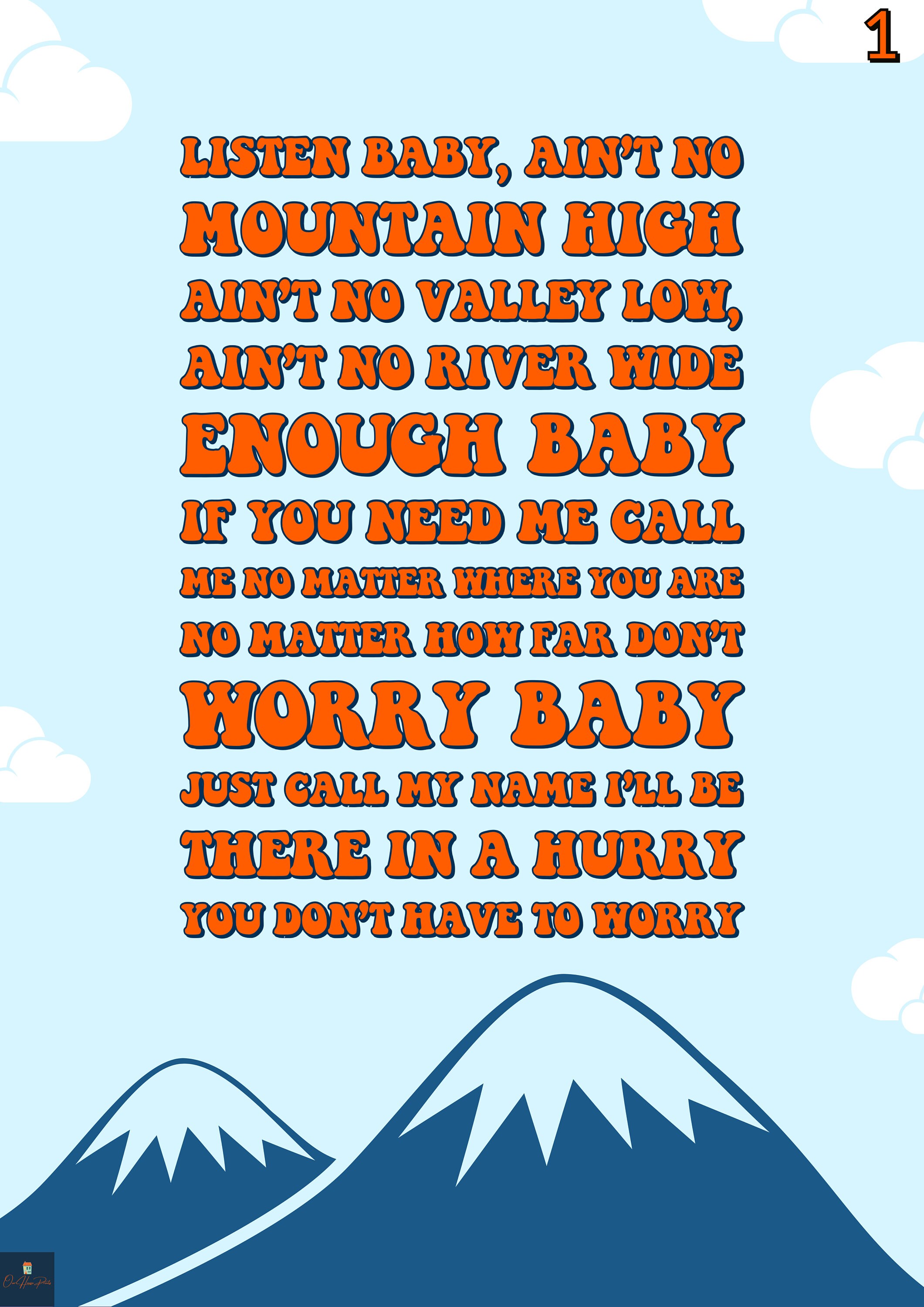 Ain't No Mountain High Enough Lyrics Print Marvin Gaye | Etsy