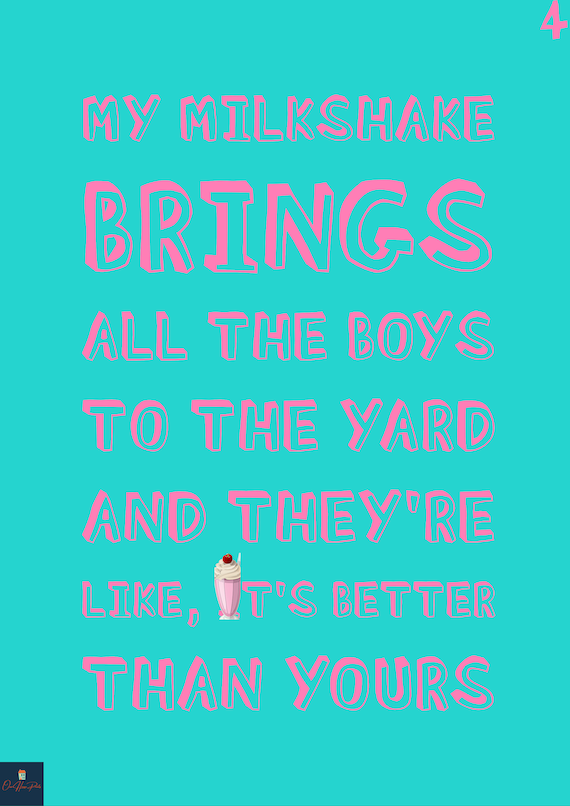 Milkshake Lyrics Print kelis Inspired Music Poster. - Etsy