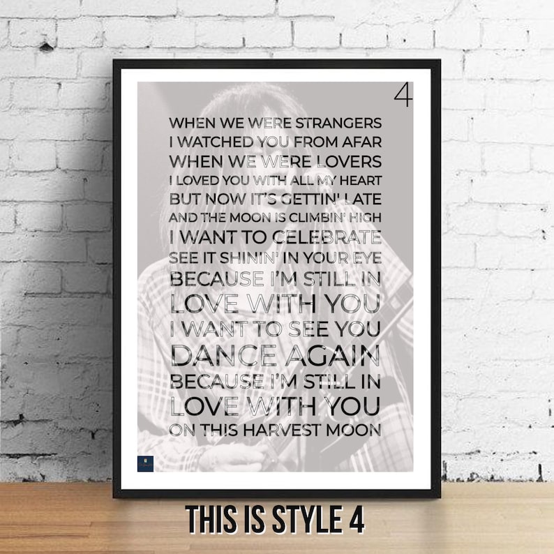 Harvest Moon Lyrics Print neil Young Inspired Music Poster. Etsy UK