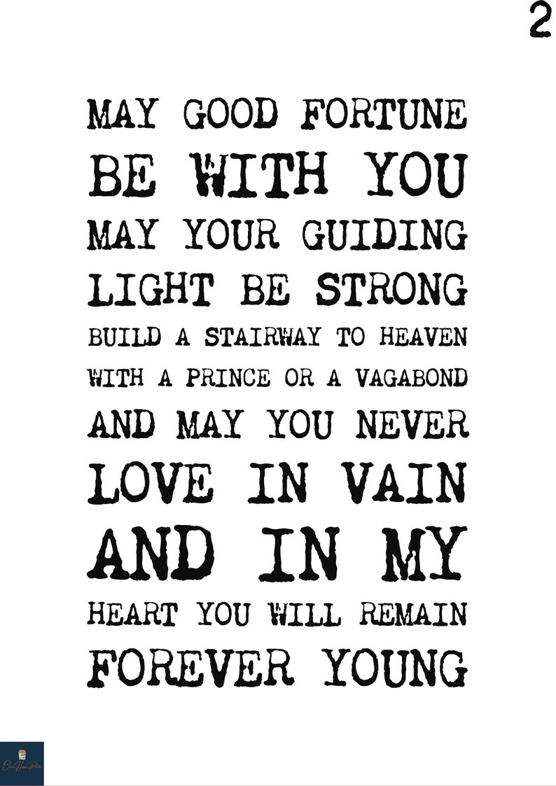 Forever Young Lyrics Print Rod Stewart Inspired Music | Etsy