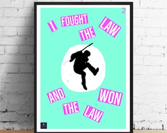 I Fought The Law Lyrics Print -The Clash Inspired Music Poster. Housewarming/Birthday Gift Wall Art Typography  70s Music Punk Rock Poster