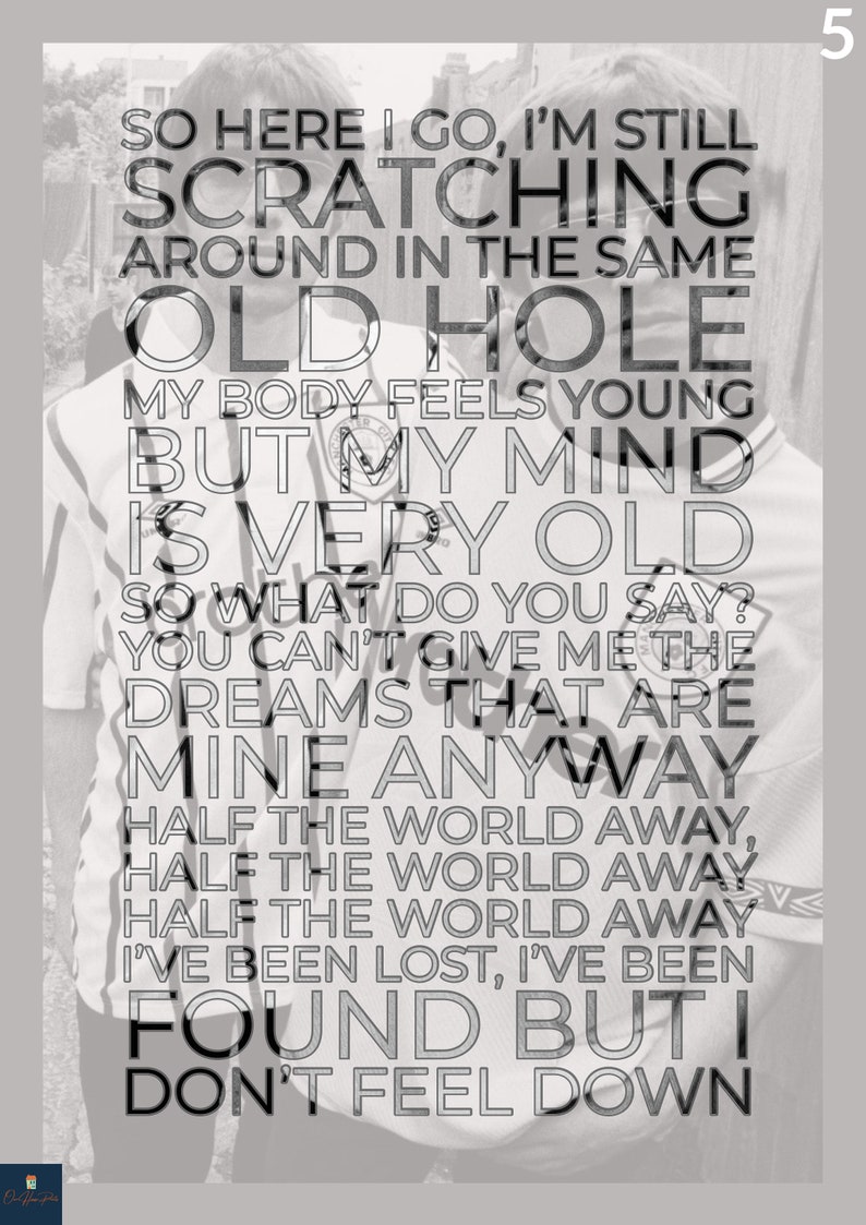 Half The World Away Lyrics Print Oasis Inspired Music Etsy