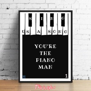 Piano Man Lyrics Print - Billy Joel Inspired Music Poster. Housewarming/Birthday Gift Wall Art Decor Typography New York 70s Music