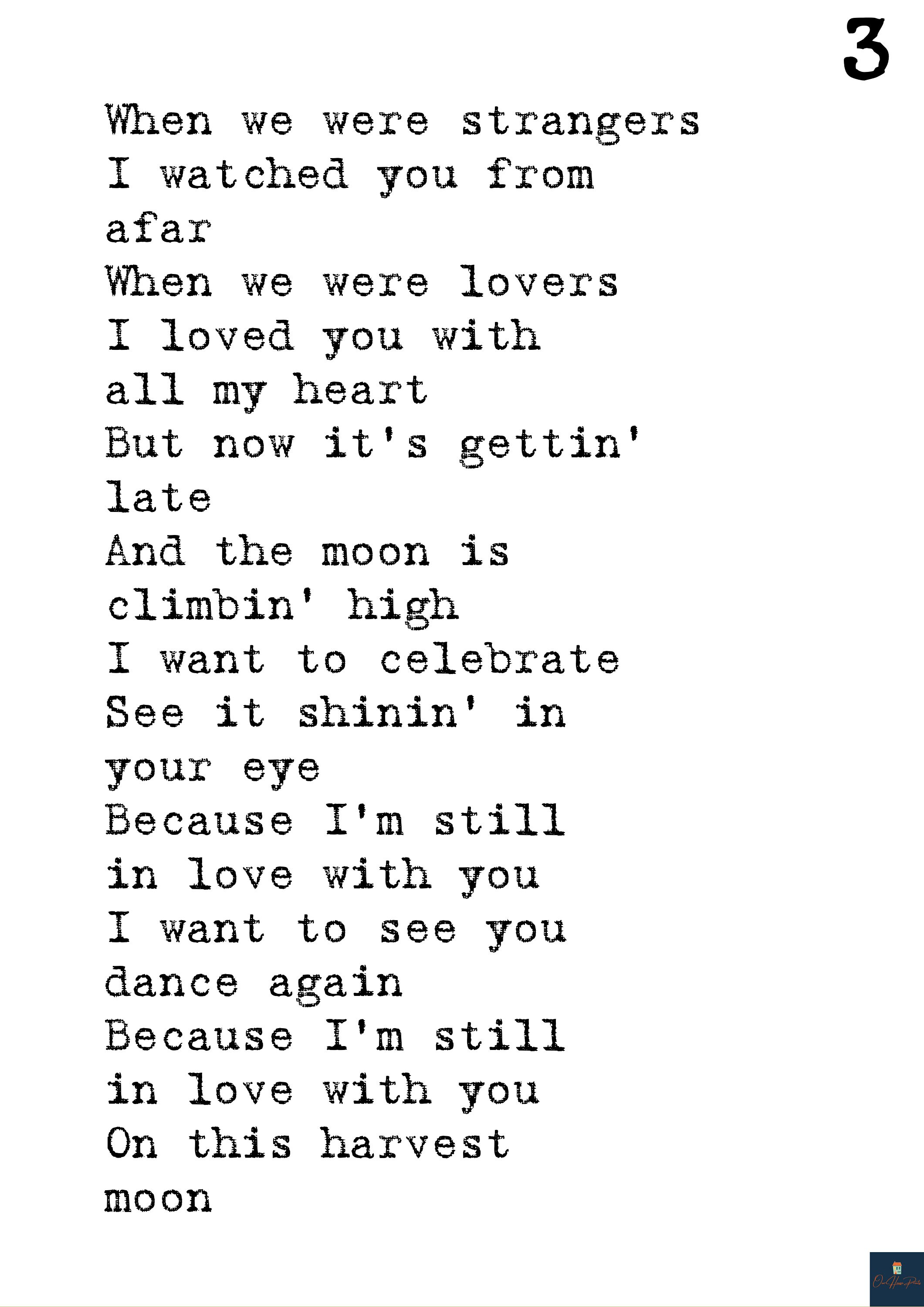 Harvest Moon Lyrics Print neil Young Inspired Music Poster. Etsy UK