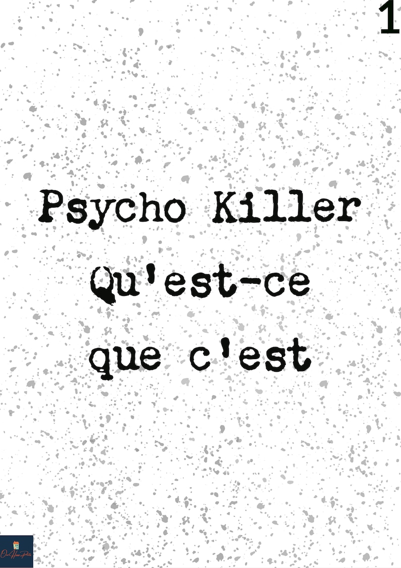 Psycho Killer Lyrics Print Talking Heads Inspired Music Etsy UK