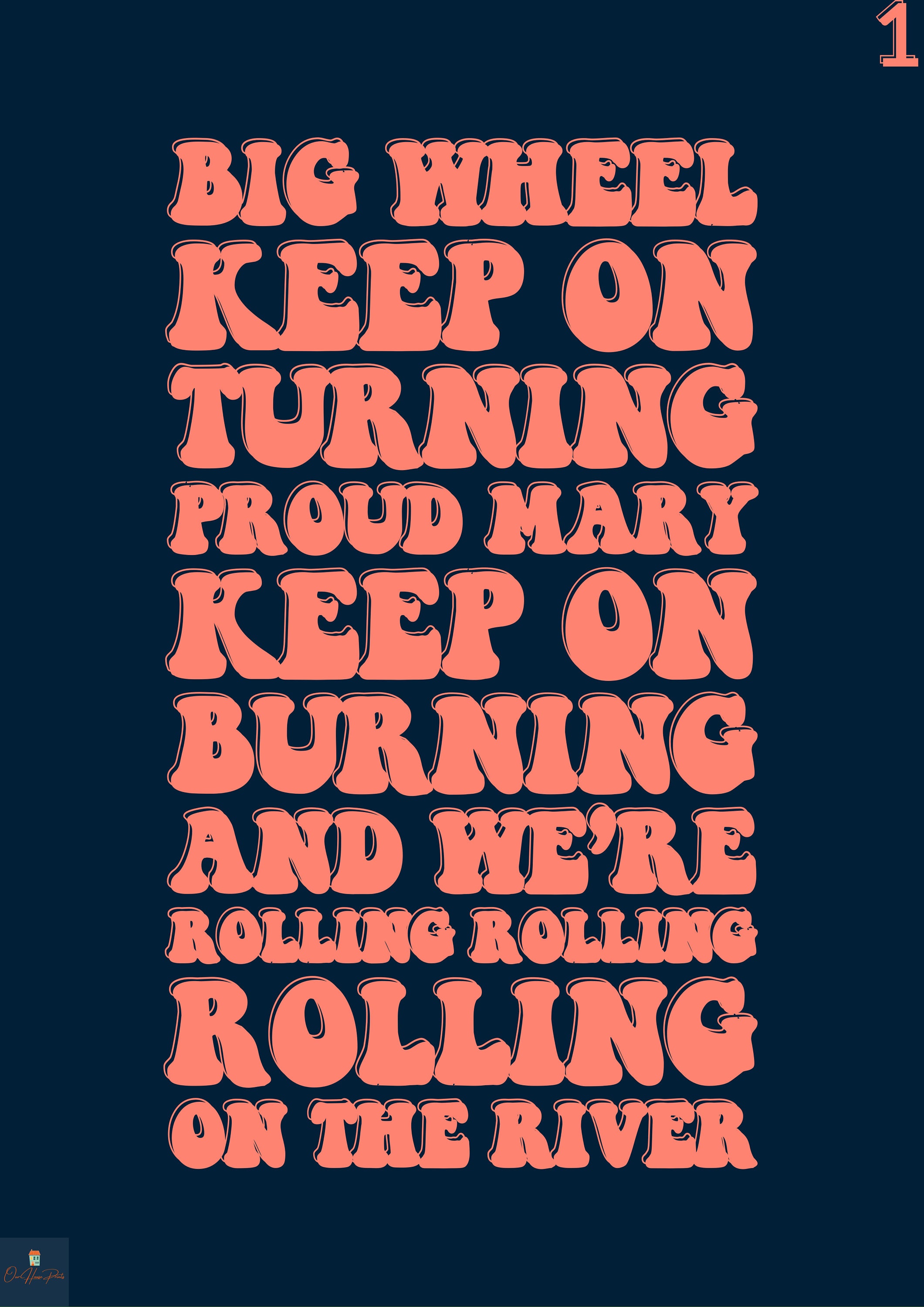 Proud Mary Lyrics Print Tina Turner Creedence Clearwater Etsy