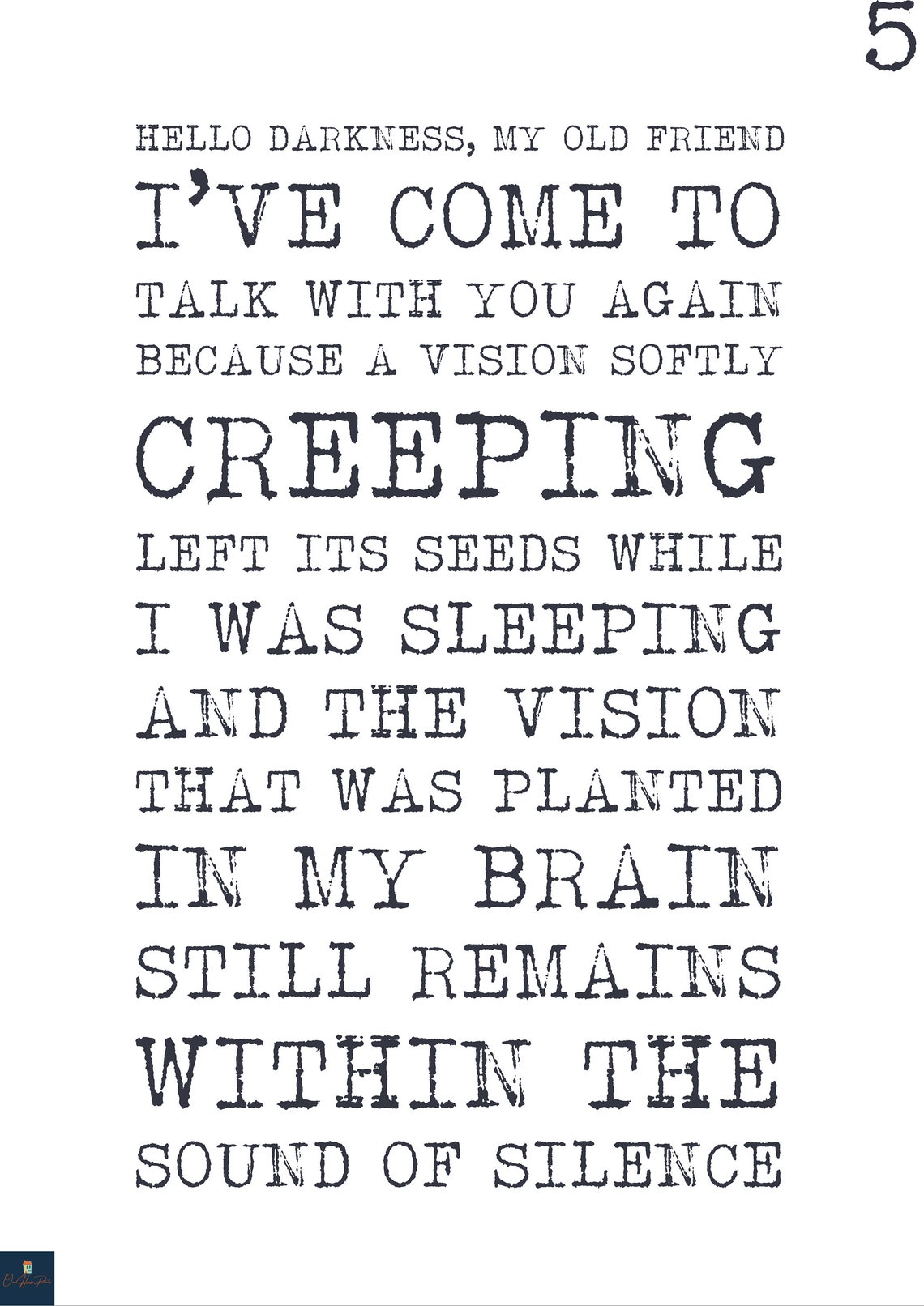 Sound of silence lyrics print simon and garfunkel inspired etsy