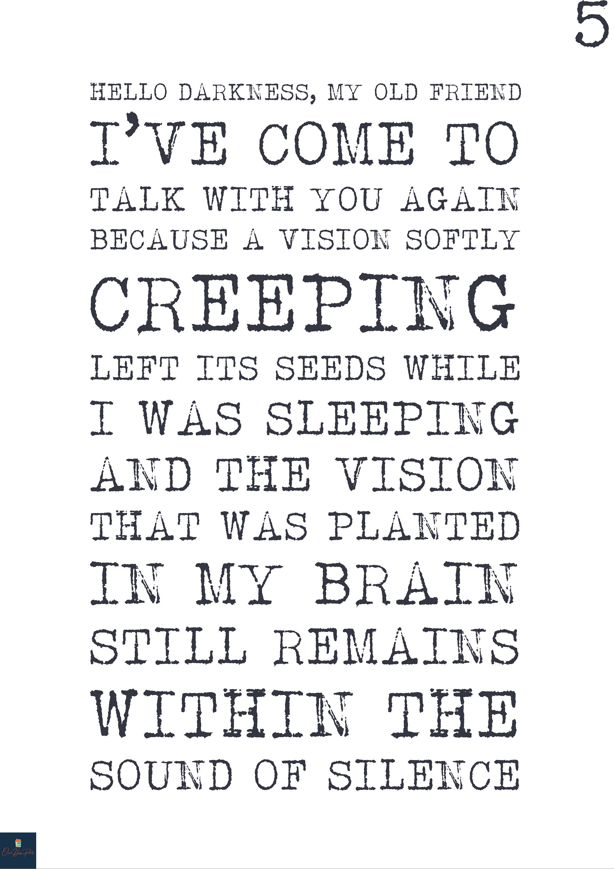 Sound of Silence Lyrics Print Simon and Garfunkel Inspired Etsy UK