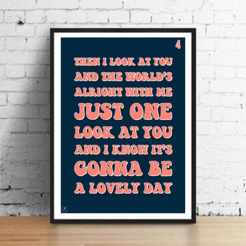 Lovely Day Lyrics Print Bill Withers Inspired Music Poster. Etsy
