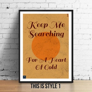 Never Let Me Go Vintage Heart Quote Song Lyric Music Poster Gift Present  Art Print