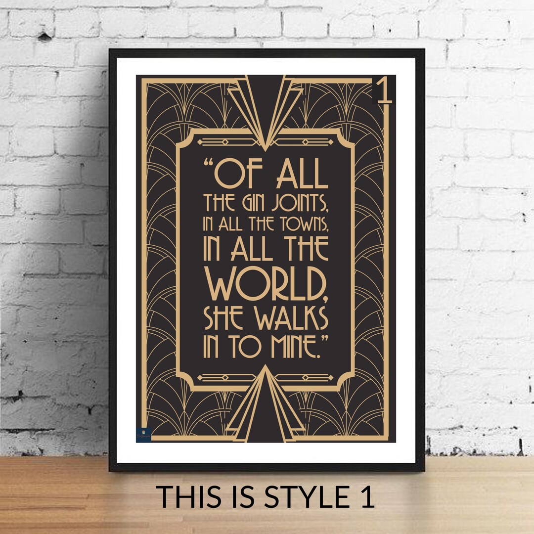 Of All the Gin Joints Quote Print Casablanca Inspired Poster. Housewarming Birthday Gift Wall