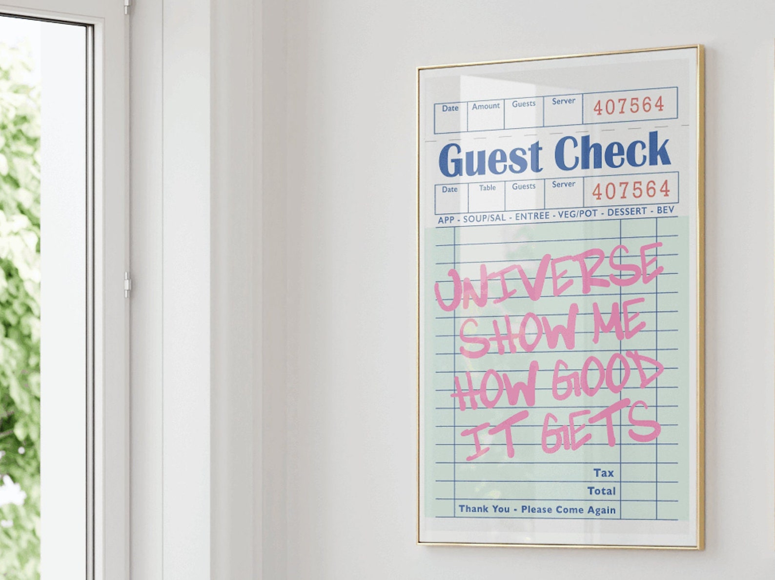 Guest Check Art Print Guest Check Poster Bar Cart Decor Etsy