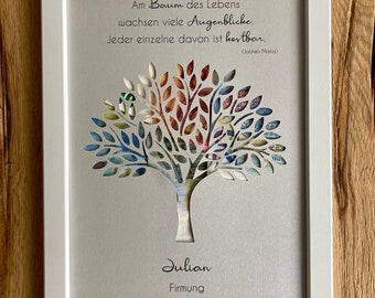 Personalized money gift “tree” for First Holy Communion, Confirmation, Baptism or Youth Dedication
