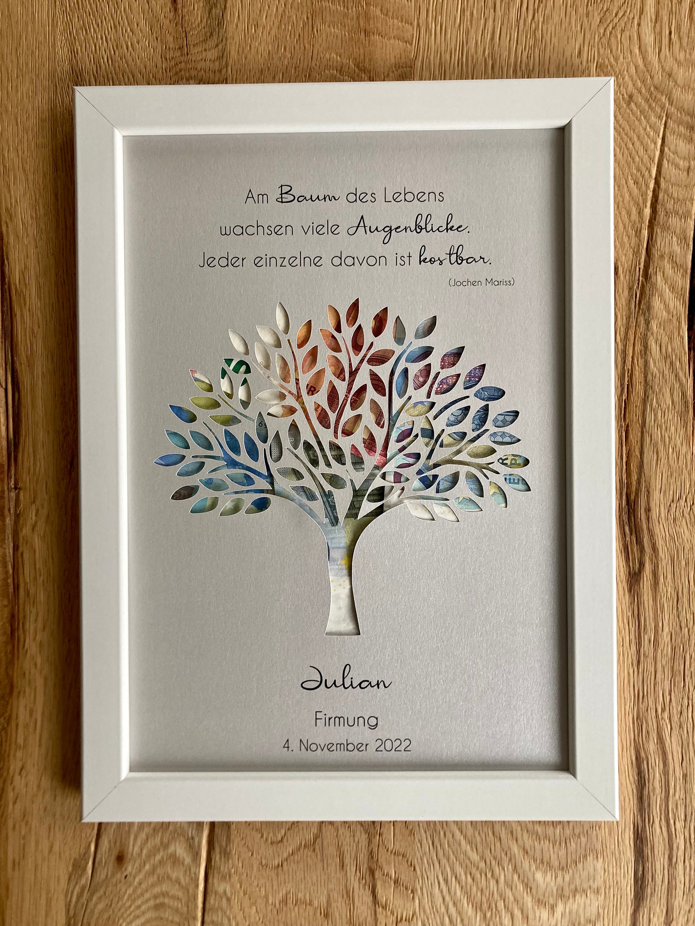 Personalized cash gift “Tree” for 1st Holy Communion, Confirmation, Baptism or Youth Consecration
