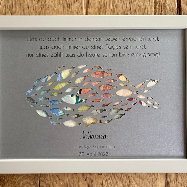 Personalized money gift “Fish” for 1st Holy Communion, confirmation, baptism or youth consecration