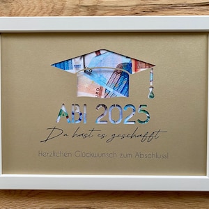 Personalisiertes Geldgeschenk „Abitur“ optional mit weißem Rahmen 21x30 cm