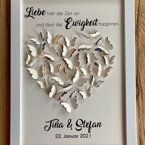 Personalized money gift "Heart" for the wedding, optionally with a white frame 21 x 30 cm