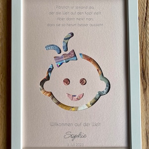 Personalisiertes Geldgeschenk Kinderwagen zur Geburt optional mit weiem  Rahmen 21x30 cm - Etsy.de