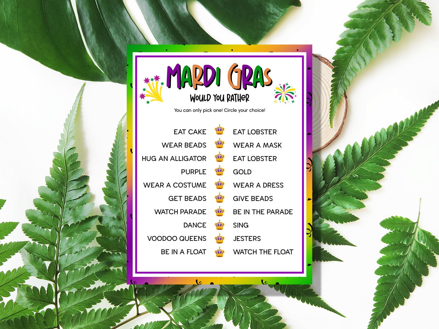 Mardi Gras Would You Rather Game for Kids, Mardi Gras Game, Mardi Gras ...