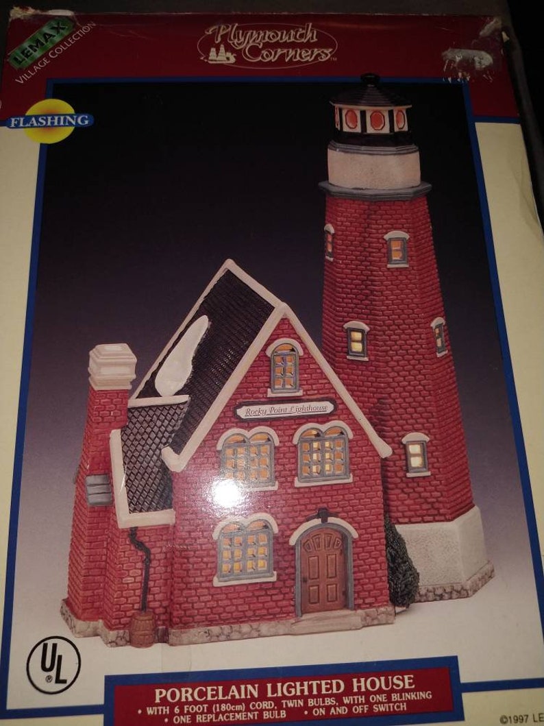 Lemax 1997 Plymouth Corners Porcelain Rocky Point Lighted House NOS