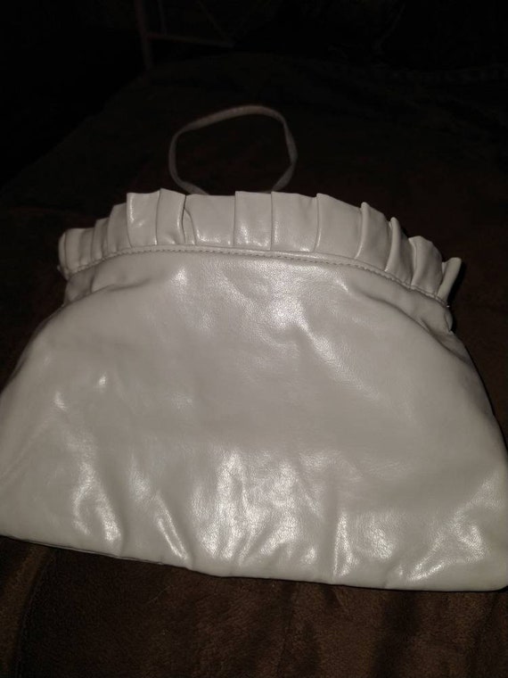 Gray Ruffled Pleather Handbag - image 1