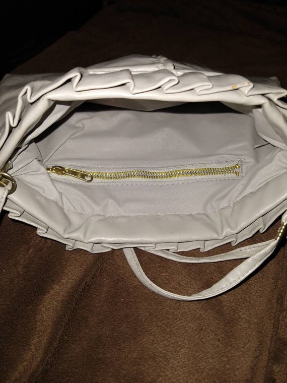 Gray Ruffled Pleather Handbag - image 2