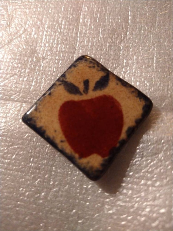 2" Glazed Stoneware Apple Pin - image 1