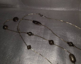 22" Long Silver Multi Bead Necklace