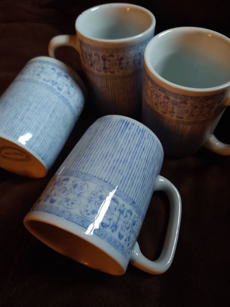 Handpainted Vintage Pier 1 Imports Coffee Mugs set of 4 Etsy