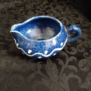 Lindelse Hand Painted Deep Blue Pottery Creamer- Denmark