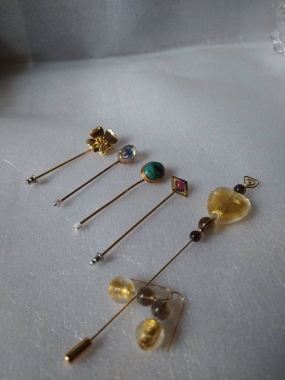Gold Heart Hat Pin/earrings Set & Vintage Stick Pins - Etsy display picture 1
