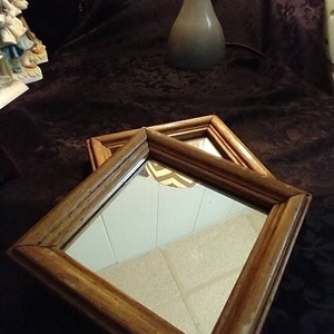 Home Interiors Vintage Wood Framed Mini Mirrors- Pair