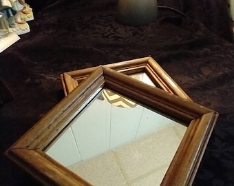 Inicio Interiores Vintage Wood Framed Mini Mirrors- Par
