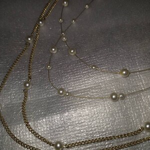 Set of 2 Pearl & Bead Gold Tone Necklaces