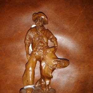 5&quot; &#39;Carved&#39; Cowboy with Saddle Figurine