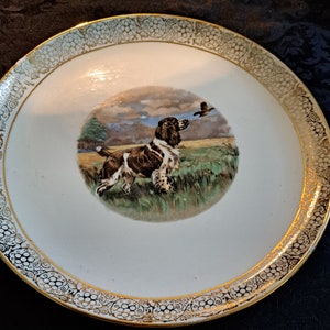 Tolpin Products Handpainted 24k Gold English Setter Plate