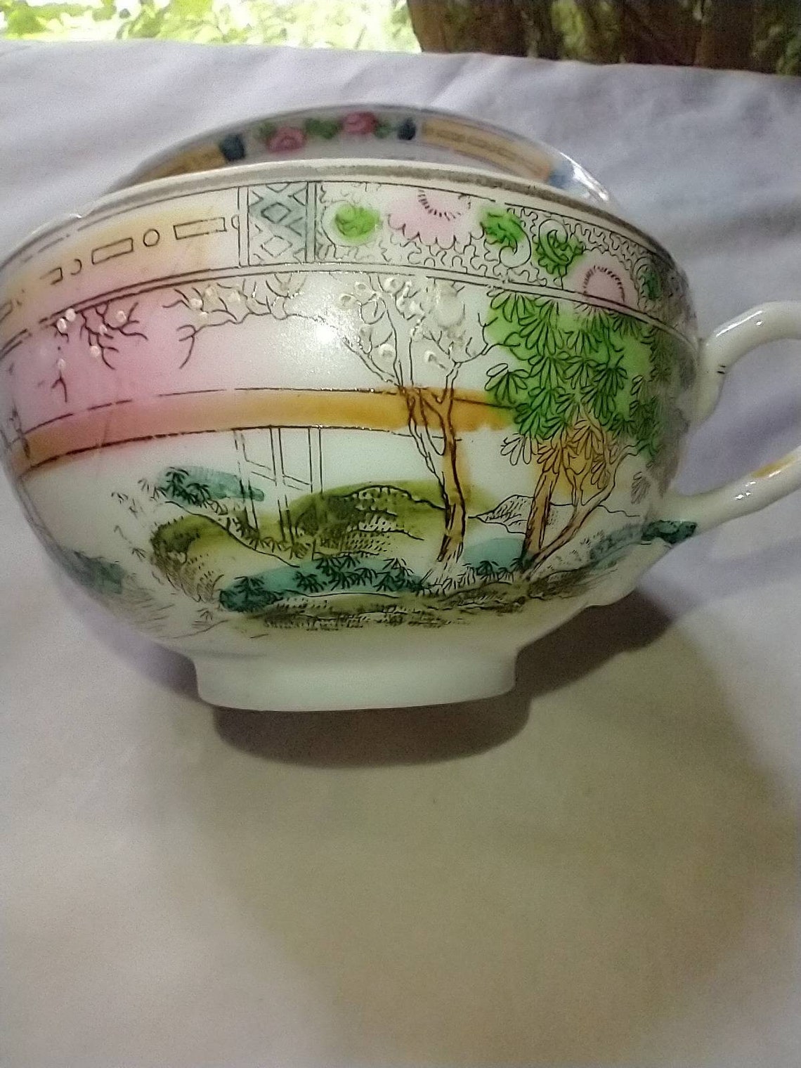 Antique Kutani Eggshell Porcelain Handpainted Teacup & Saucer Etsy