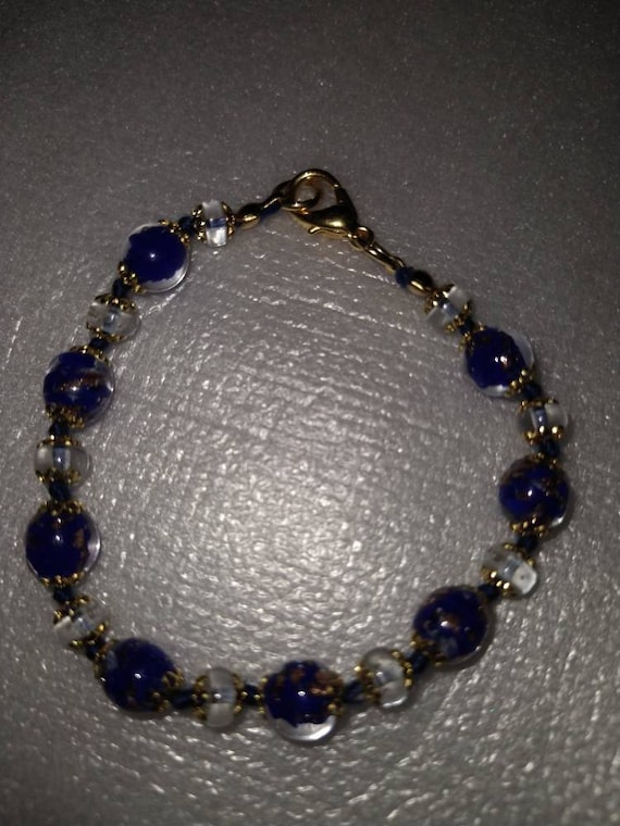 Murano Glass Navy Blue Sommerso Bracelet