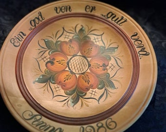 German Anne-Lise Handpainted Wall Hanging Wood Plate