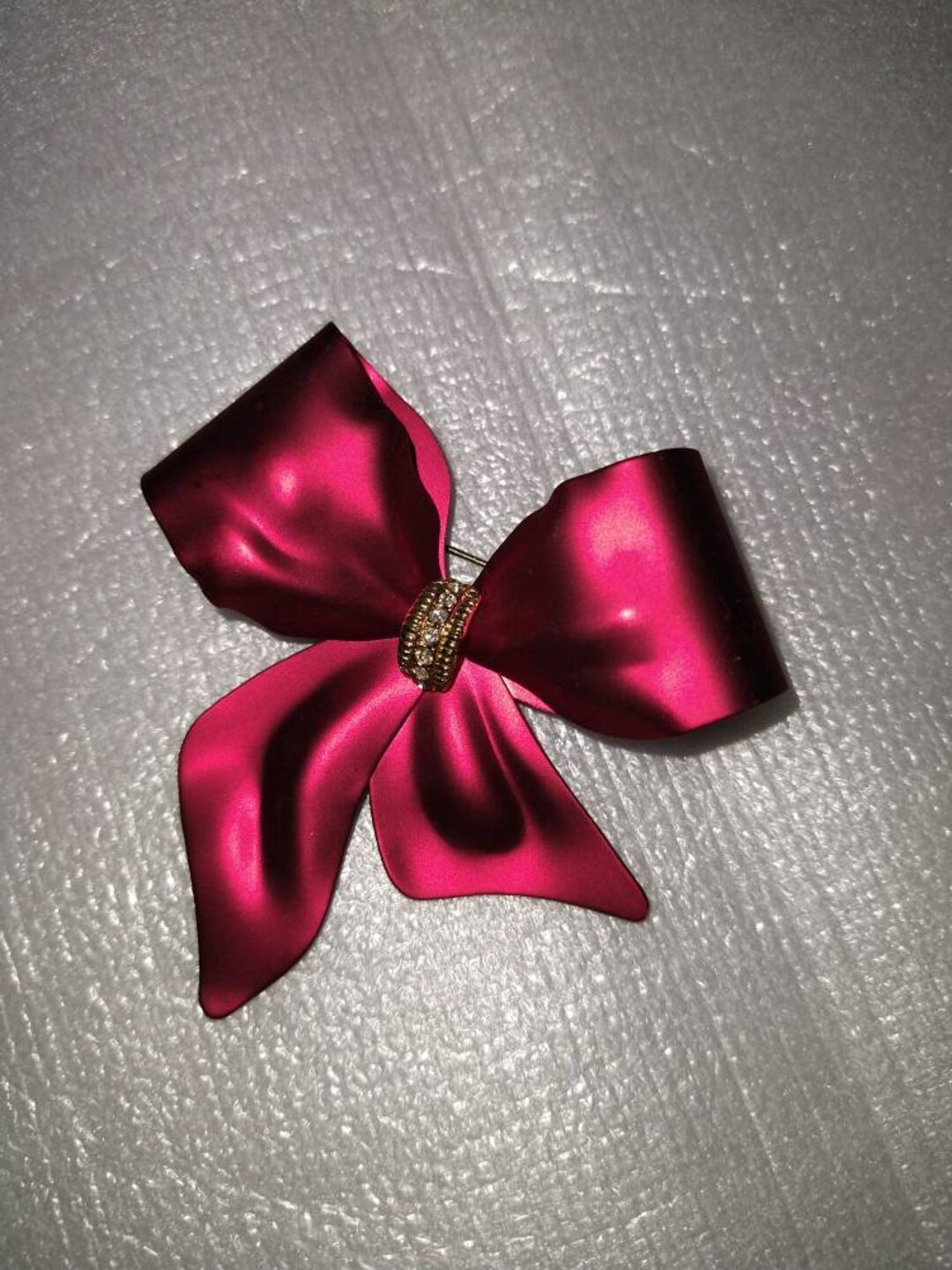Red Ribbon Broche Satin Metal Red Ribbon Brooch - Etsy