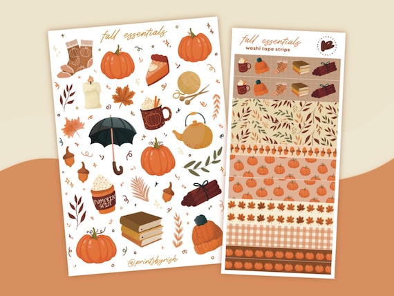 FALL Autumn Themed Sticker Sheet Cute Journal Planner | Etsy