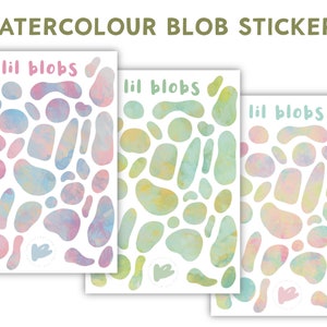 Feuille d'autocollants AQUARELLE LIL BLOBS, autocollants de scrapbooking Bullet Journal, kit d'autocollants hebdomadaires mensuels, palette de couleurs